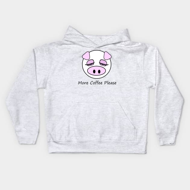 More Coffee Pig Kids Hoodie by m2inspiration
